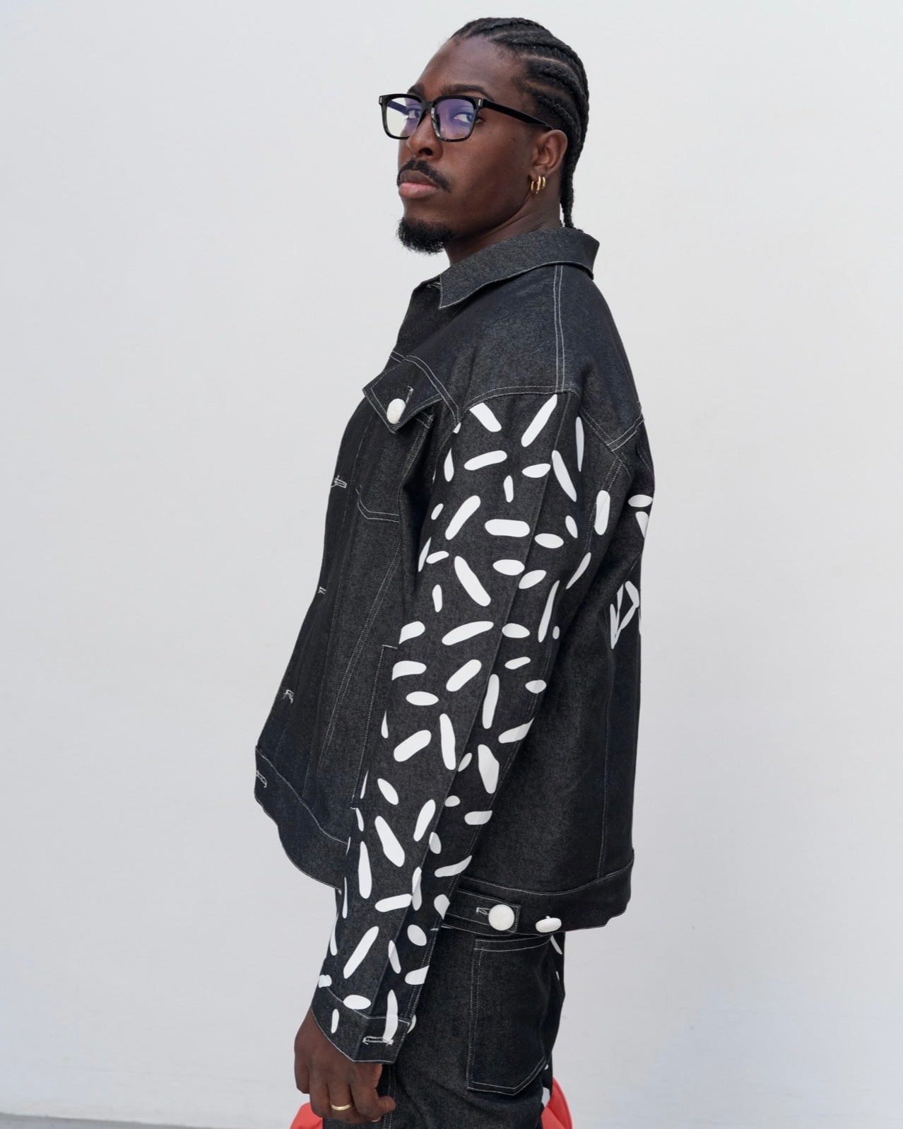 WHITE STRIPS DENIM JACKET